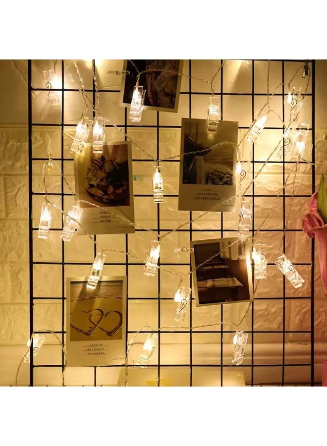 10 LED Photo Peg Clips String Lights Indoor Fairy Lights for Hanging Pictures Cards Ideas - Image 1